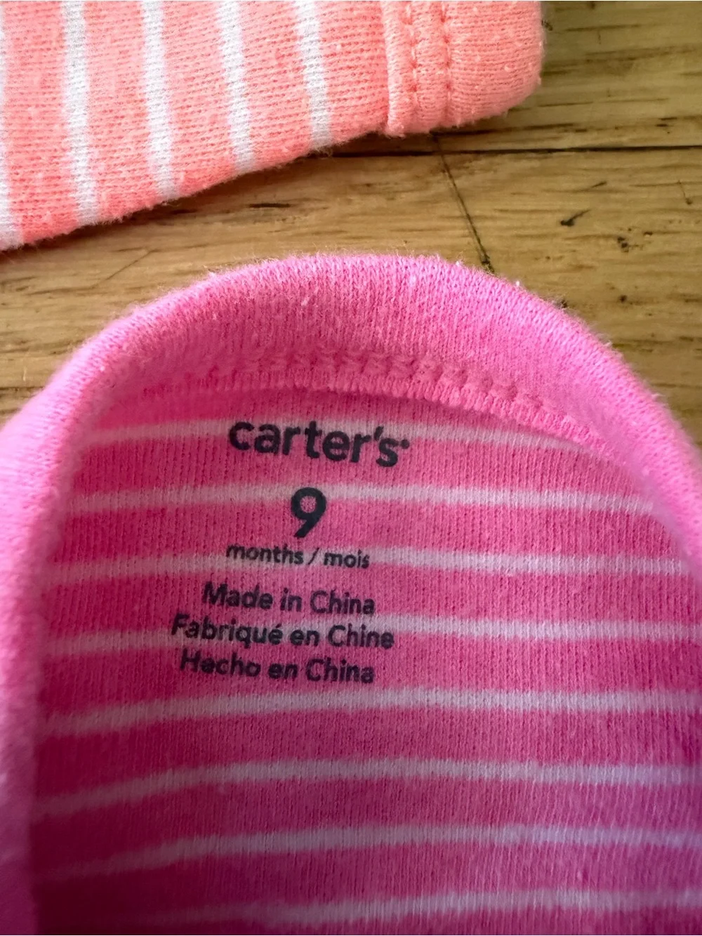 Carter's Coral and Pink Striped Footed One-Piece Set